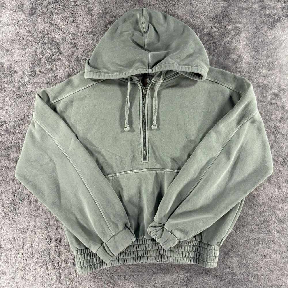 Free People Movement Hoodie Women’s Small Shelter 3/4 Zip Sage Green Athleisure